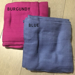 Burgundy & Blue, 2pk of BAMBOO Solids - Muslin Swaddles 50"x50" made from Bamboo, muslin, nursing cover, large, light weight blanket