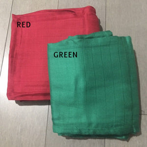 Red & Green, 2pk of BAMBOO Solids - Muslin Swaddles 50"x50" made from Bamboo, muslin, nursing cover, large, light weight blanket