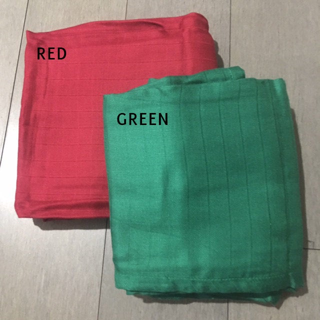 Red & Green, 2pk of BAMBOO Solids - Muslin Swaddles 50