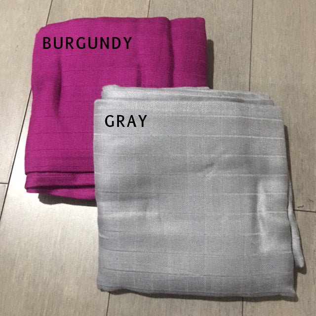 Burgundy & Gray, 2pk of BAMBOO Solids - Muslin Swaddles 50