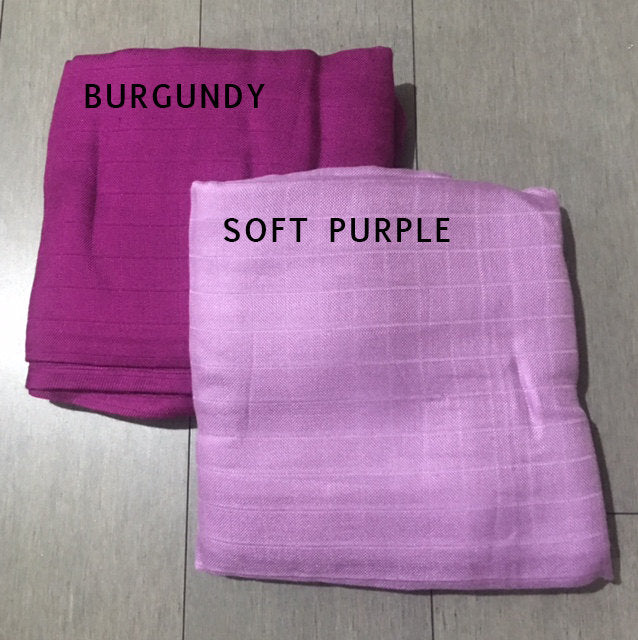 Burgundy & Soft Purple, 2pk of BAMBOO Solids - Muslin Swaddles 50