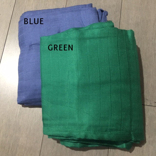 2 pack - Blue & Green Solids Muslin Swaddles 50"x50"