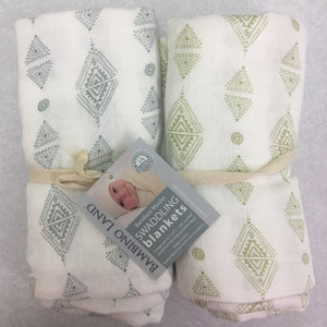 Triangles Muslin Swaddle 2 pack - soft muslin, bamboo/cotton blend. Great for swaddling, nursing cover, travel blanket and more