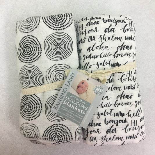 2 Pack - Circles & Hello Muslin Swaddles