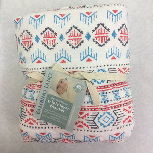 Southwestern Baby Blanket - 3 layers of soft muslin, bamboo/cotton blend. Great for swaddling, nursing cover, travel blanket and more