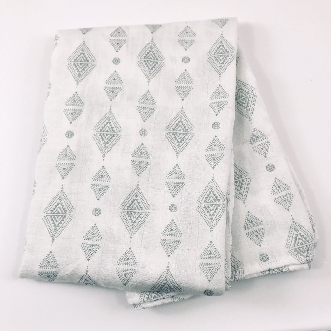 Triangles Swaddle 1 pack - soft muslin, bamboo/cotton blend. Great for swaddling, nursing cover, travel blanket and more