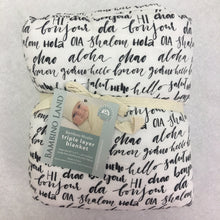 Load image into Gallery viewer, Hello Baby Blanket - 3 layers of soft muslin, made from bamboo/cotton blend. Great for swaddling, nursing cover, travel blanket and more
