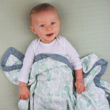 Load image into Gallery viewer, Cactus Baby Blanket - 3 layers of soft muslin, made from bamboo/cotton blend. Great for swaddling, nursing cover, travel blanket and more
