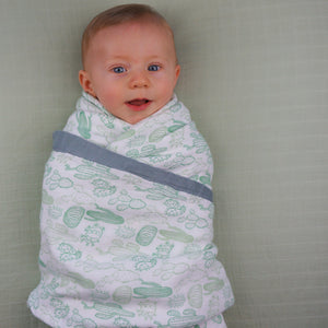 Cactus Baby Blanket - 3 layers of soft muslin, made from bamboo/cotton blend. Great for swaddling, nursing cover, travel blanket and more