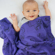 Load image into Gallery viewer, Fox Muslin Swaddle Blanket (Choice of Purple or Gray)
