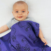 Load image into Gallery viewer, Fox Muslin Swaddle Blanket (Choice of Purple or Gray)
