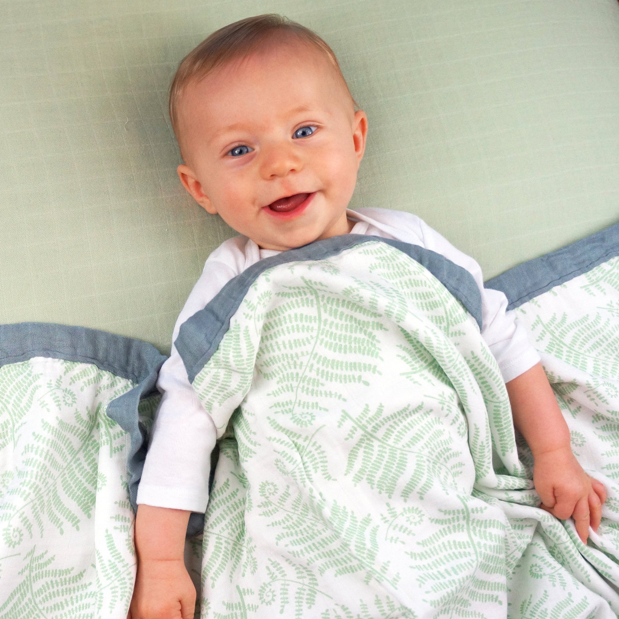 Fern Cozy Baby Blanket - 3 layers of soft muslin, made from bamboo