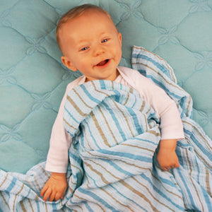 Star and Stripes Blue Muslin Swaddle Set (2 pack of blankets) Light weight guaze style wrap
