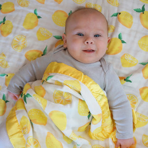Lemons, Triple Layers Lemon Blanket with Satin or cotton Trim