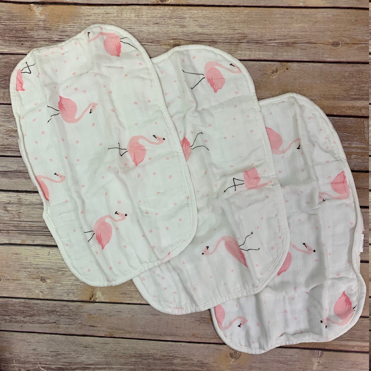 3 pack Muslin Burp Cloths, Flamingos