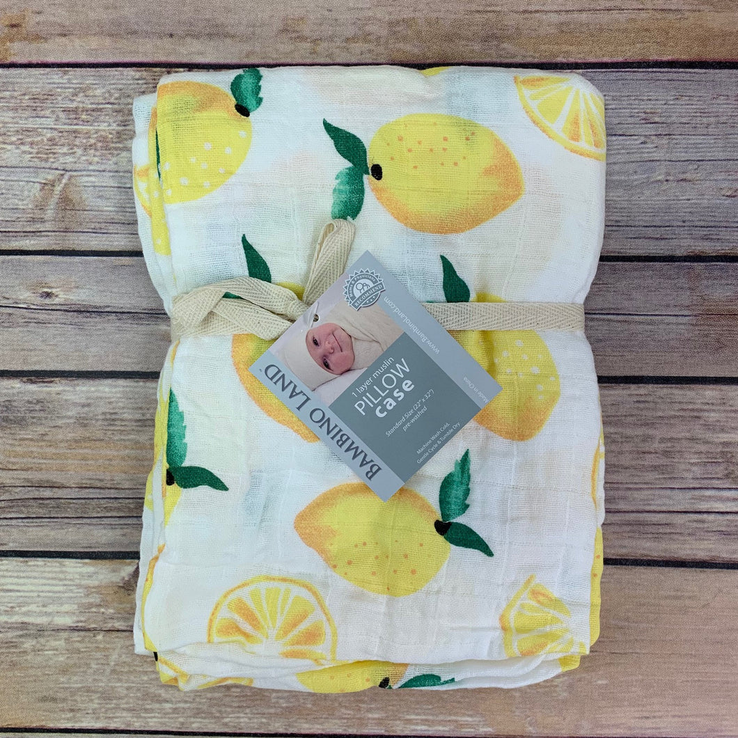 Lemons Muslin Pillowcase