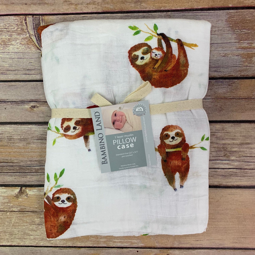 Sloth Muslin Pillowcase