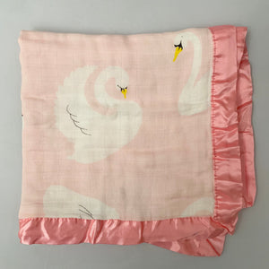 Swans Small Snuggle Blankie - Triple Layer 15"x15" soft muslin, made from viscose and cotton. Comfort, Lovey, Snuggle travel blanket!